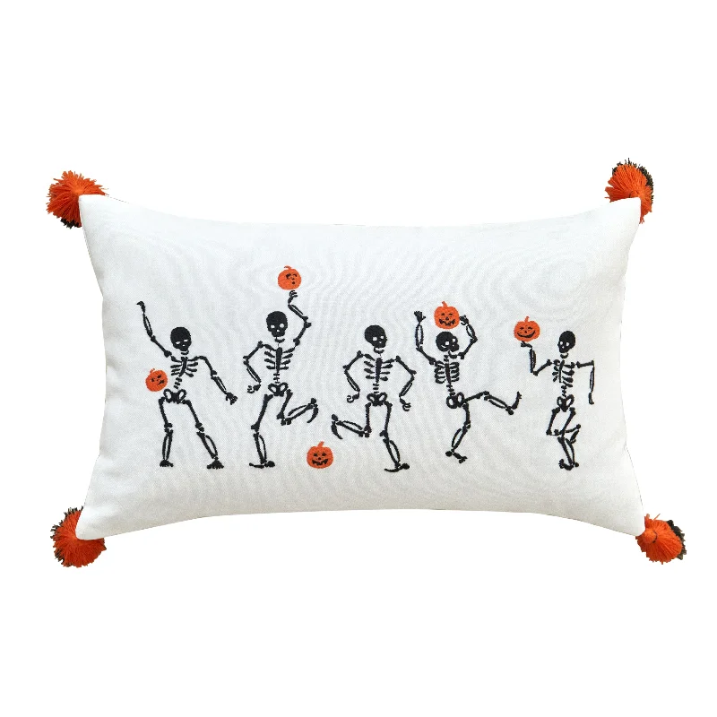 Blowout Deals Dancing Skeletons Fringe Lumbar Pillow