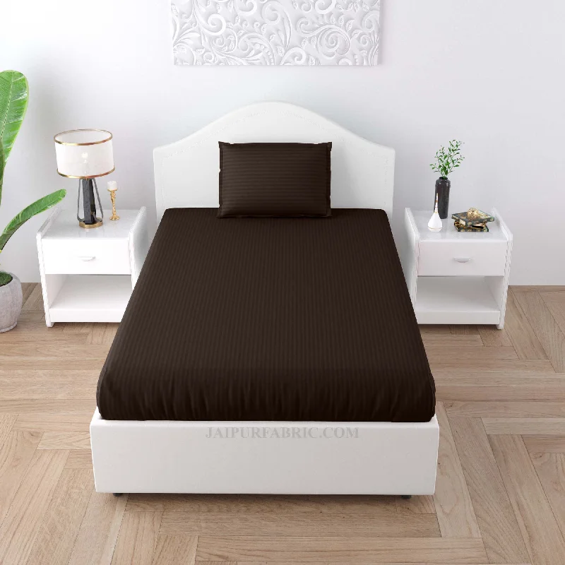 Weekend Specials to Snag Dark Brown Satin Stripes Single BedSheet