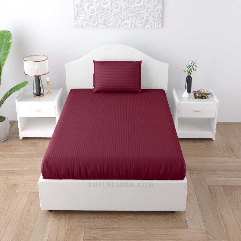 Unmissable Sale – Shop Before It'S Over Dark Pink Satin Stripes Single BedSheet
