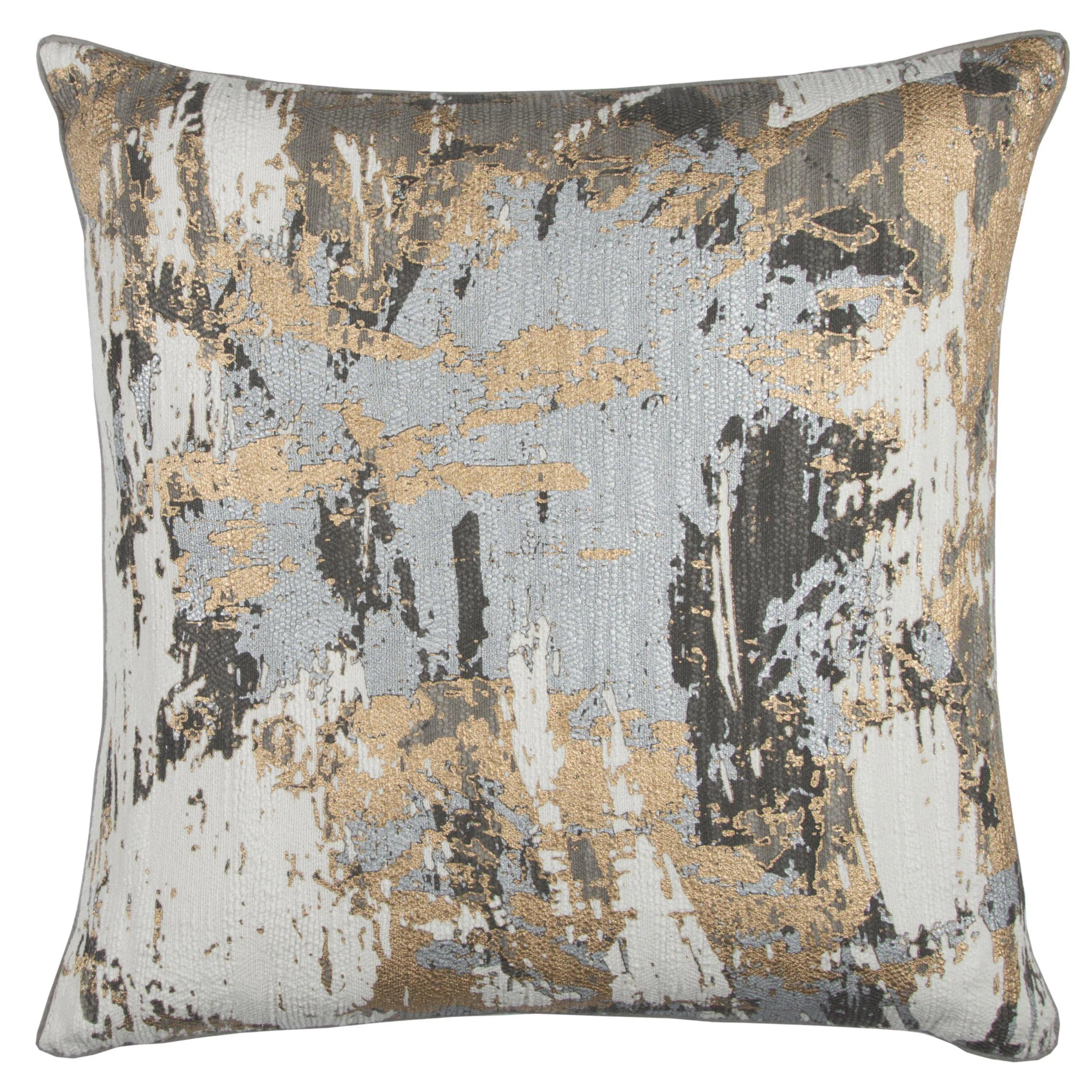 Don't Miss Out Delta Metallic Grey and Brown Couch Pillow With Down Fill
