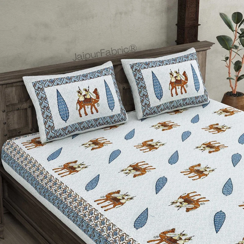 Deal Explosion Desert King Blue Pure Cotton Double Bedsheet