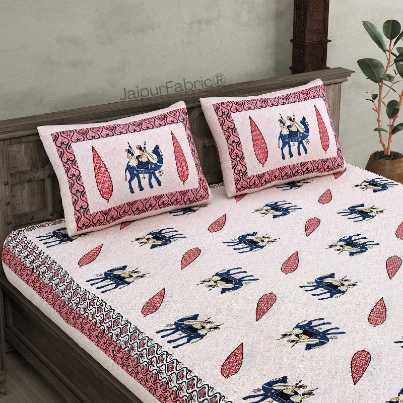 Act Fast Desert King Pink Pure Cotton Double Bedsheet