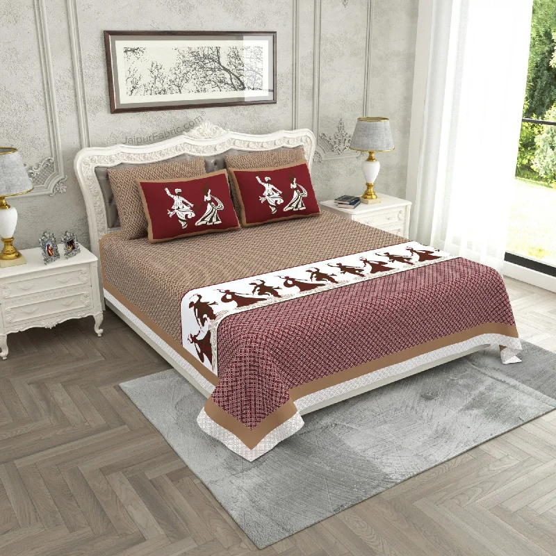 Weekend Discounts to Delight Divine Dance Maroon Cotton King Size Bedsheet