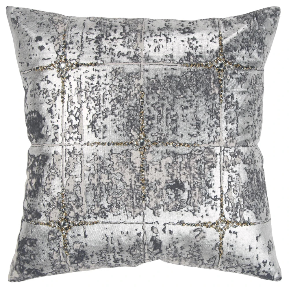Instant Deal Dolly Metallic Silver Decorative Pillow With Insert