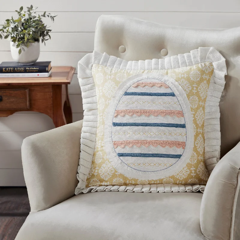 Weekend Savings Fiesta Easter Egg Applique Pillow 18x18