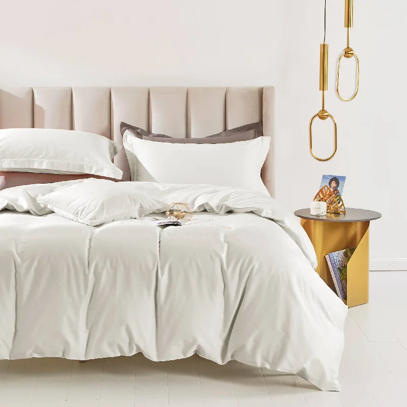 Deal Explosion 100% Long-Staple Cotton 3 PCS Duvet Cover Set - Pearl White