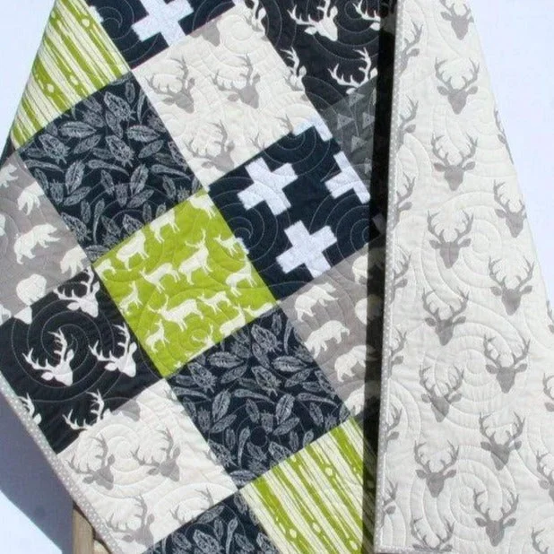 Holiday Sale Feathers Baby Quilt, Stag Blanket, Green, Gray, Plus Signs, Bear Baby Bedding, Woodland Nursery, Navy Blue Deer, Gift for Boy, Modern Holiday Sale Feathers Baby Quilt, Stag Blanket, Green, Gray, Plus Signs, Bear Baby Bedding, Woodland Nursery, Navy Blue Deer, Gift for Boy, Modern