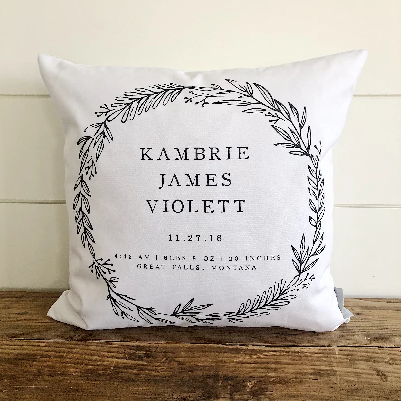 Weekend Deals That Excite Floral Wreath Birth Announcement Pillow Cover