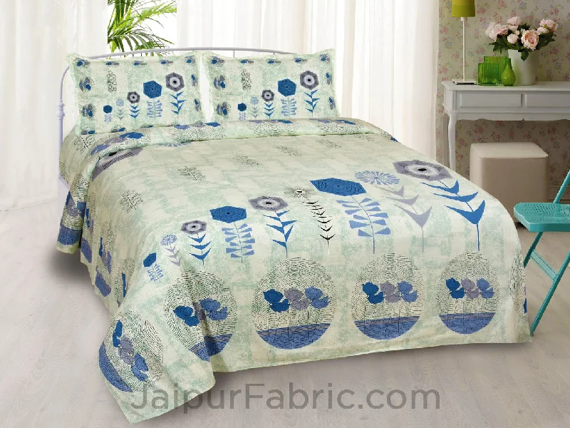 Price Meltdown flower basket blue king size bedsheet