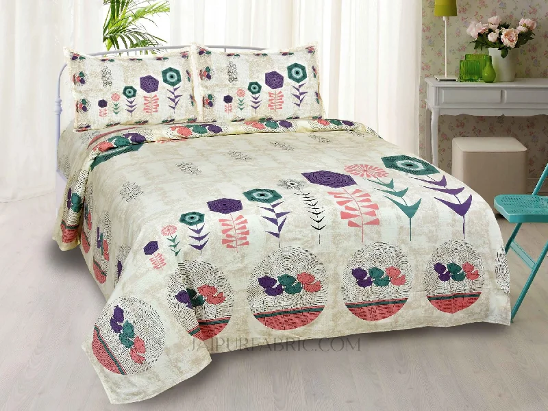 Deal Zone flower basket peach king size bedsheet