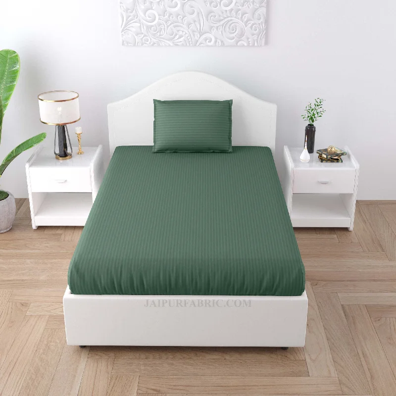 Weekend Specials to Enjoy Forest Green Satin Stripes Single BedSheet