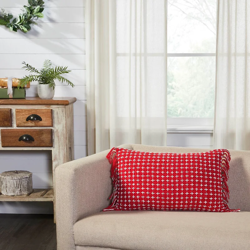 Lowest Prices Gallen Red White Pillow Fringed 14x22