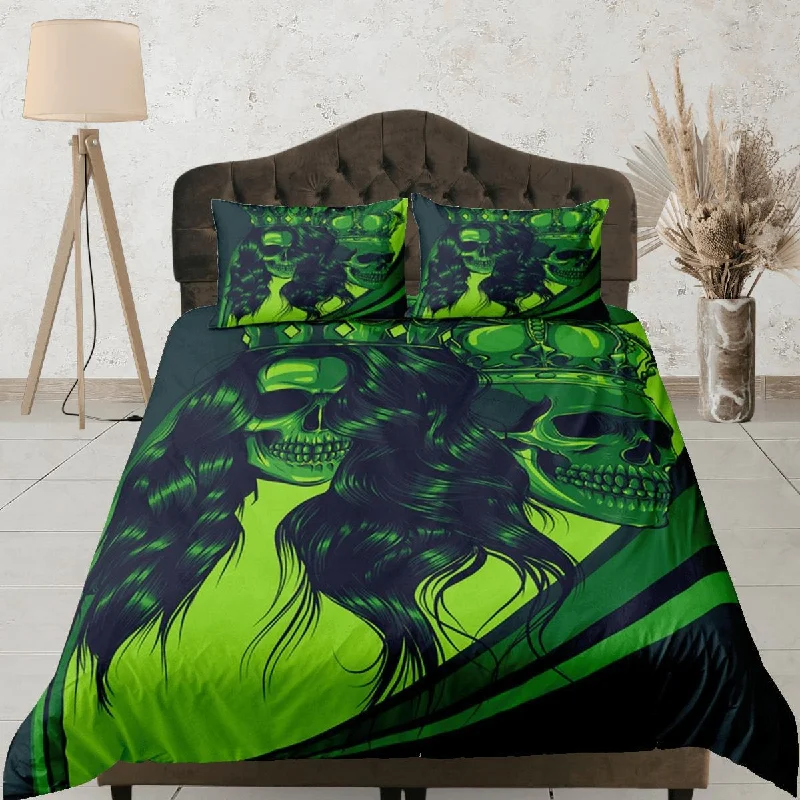 Savings Bonanza Gangster Skull Green Duvet Cover Set Bedspread, Dorm Bedding with Pillowcase Savings Bonanza Gangster Skull Green Duvet Cover Set Bedspread, Dorm Bedding with Pillowcase