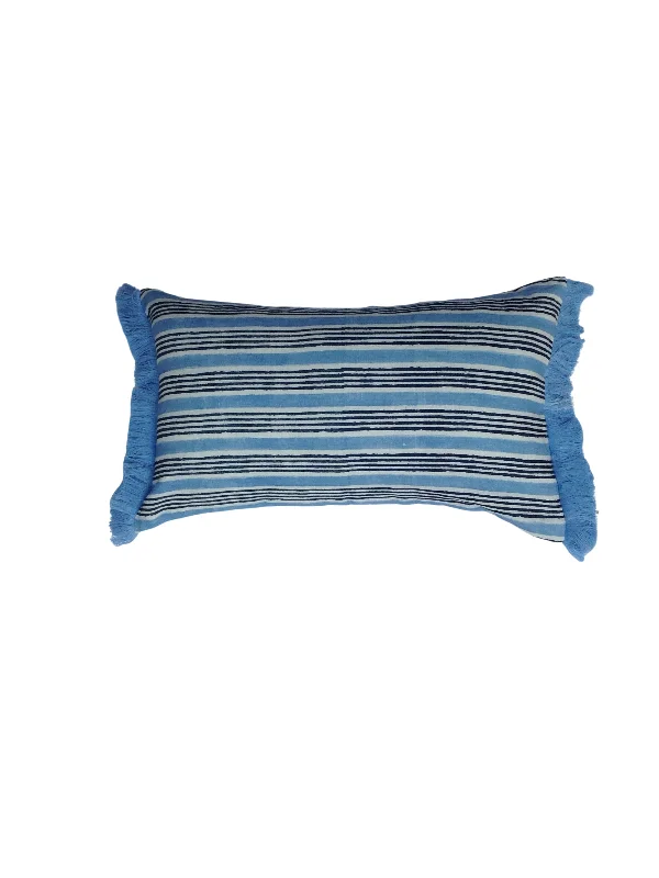 Weekend Deals That Amaze Gayana Stripe Indigo/Cornflower Blue Lumbar Pillow Cover