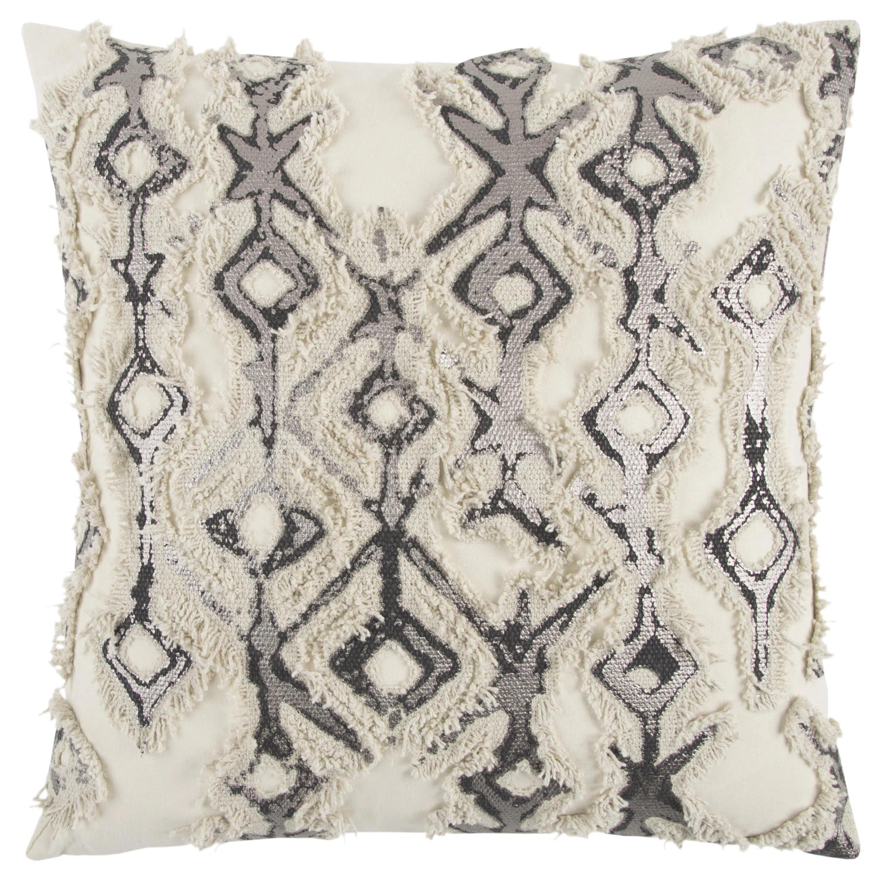 Online Deal Gray Silver Metallic Pillow With Insert