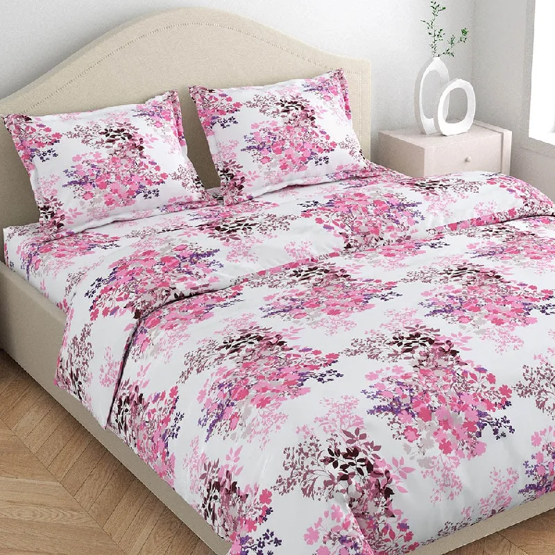 Steals and Deals Greek Garden Romance 100% Cotton Double Fitted Bedsheet, 186 TC