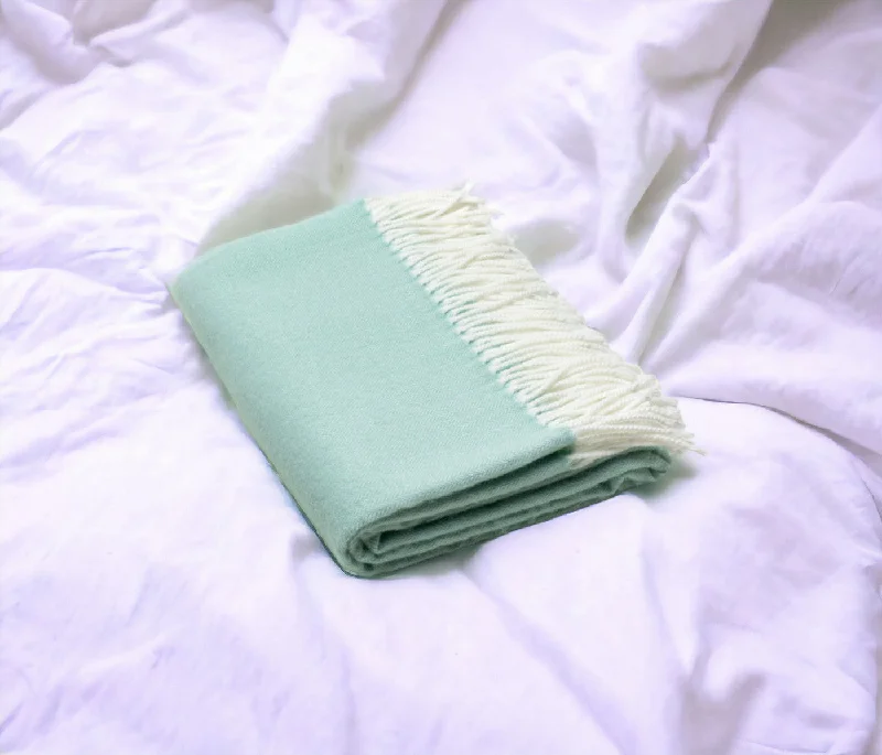 Online Only Green Woven Acrylic Herringbone Plush Reversable Throw