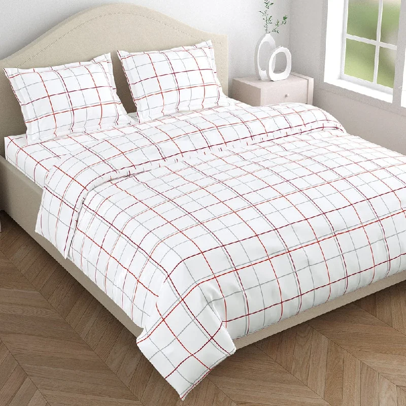 Price Smash Grid Overlay 100% Cotton King Bedsheet, 186 TC