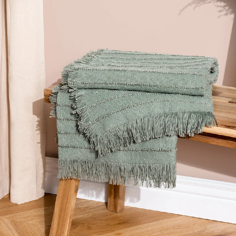 Incredible Offers Hazie Woven Fringed Throw Eucalyptus