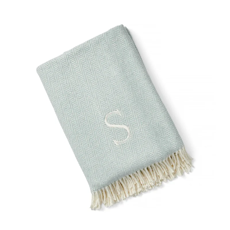 Weekend Savings Spectacular Herringbone Plush Throw, Sky Personalized