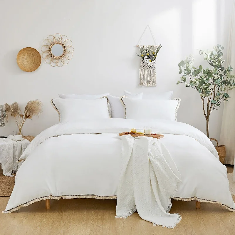 Inventory Reduction High-density Microfiber 3 PCS Duvet Cover Set - White Bohemian