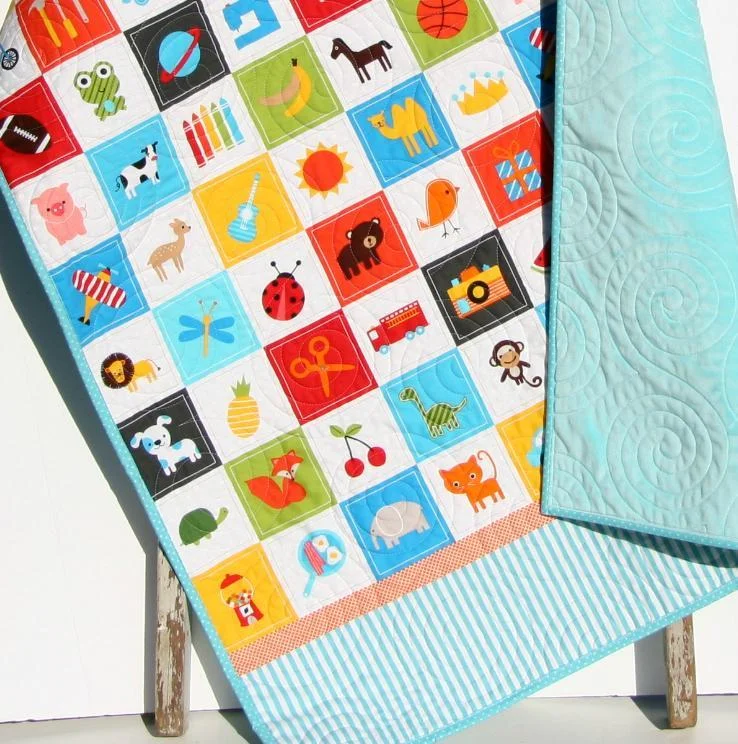 Clearance Sale I Spy Quilt, Personalized Baby Gift, Patchwork Handmade Quilt, Boy Crib Blanket, Minky Nursery Bedding, Educational, Add Monogrammed Name