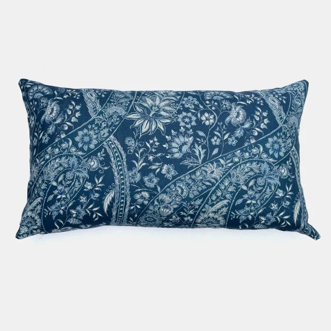 Don't Wait Indigo Paisley Lumbar Pillow
