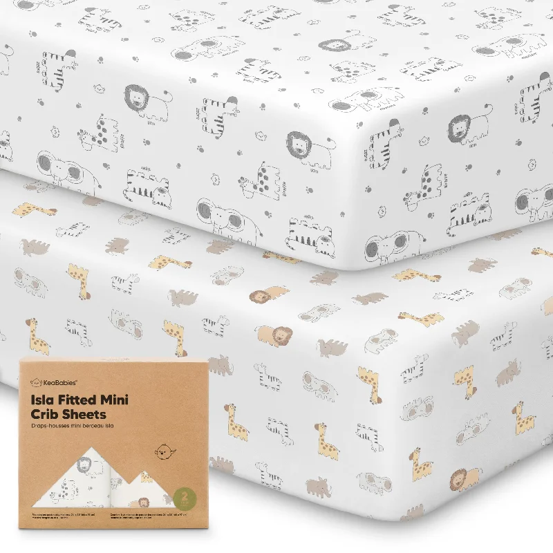 Limited Edition Isla Fitted Mini Crib Sheets (KeaSafari)