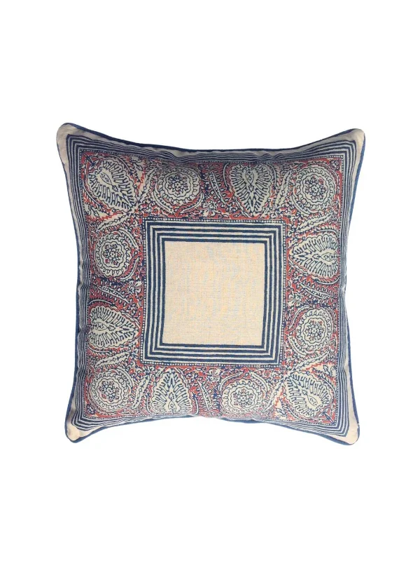 Weekend Bargains to Love Istanbul Border Indigo/Brick Red Decorative Pillow Cover