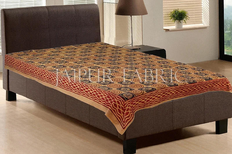 Unmissable Offer Jaipur Bagru Black Square Red Circle Hand Block Printed Single Cotton Bed sheet Unmissable Offer Jaipur Bagru Black Square Red Circle Hand Block Printed Single Cotton Bed sheet