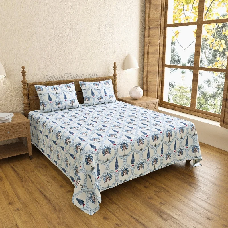 Price Drop Jaipur Mela Hand Block Printed Blue Trees and Flowers King Size Bedsheet Price Drop Jaipur Mela Hand Block Printed Blue Trees and Flowers King Size Bedsheet