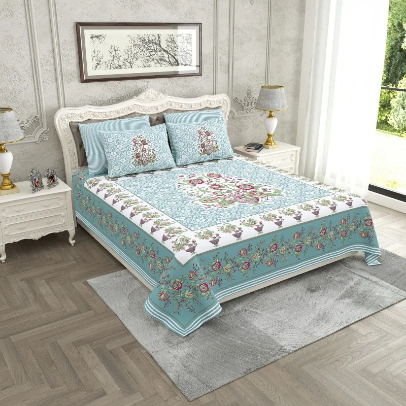 Don't Miss These Must-Have Offers Jaipuri Gamla Blue Grey Cotton King Size Bedsheet Don't Miss These Must-Have Offers Jaipuri Gamla Blue Grey Cotton King Size Bedsheet