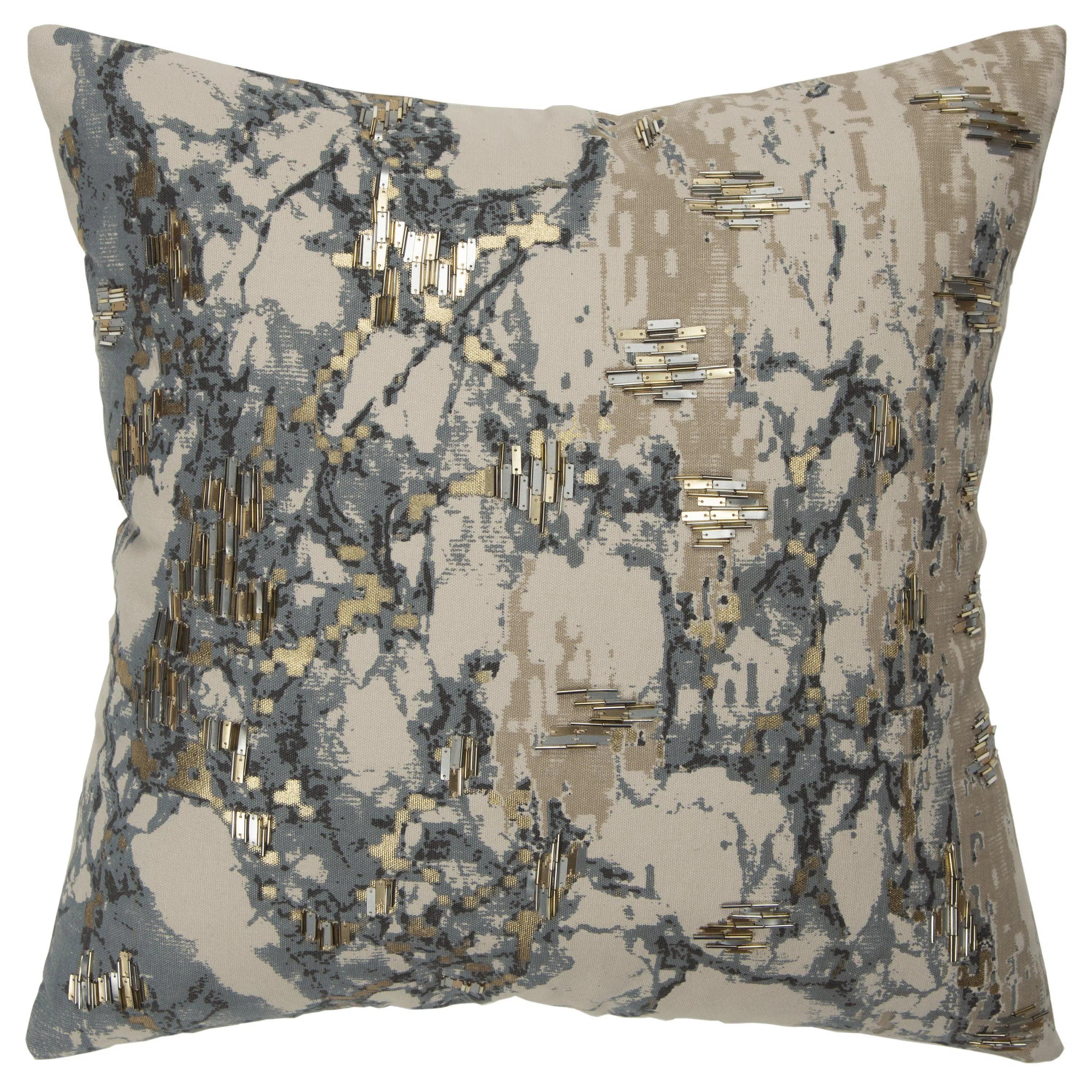 Weekend Offers That Excite Jimmy Gray & Gold Pillow With Insert