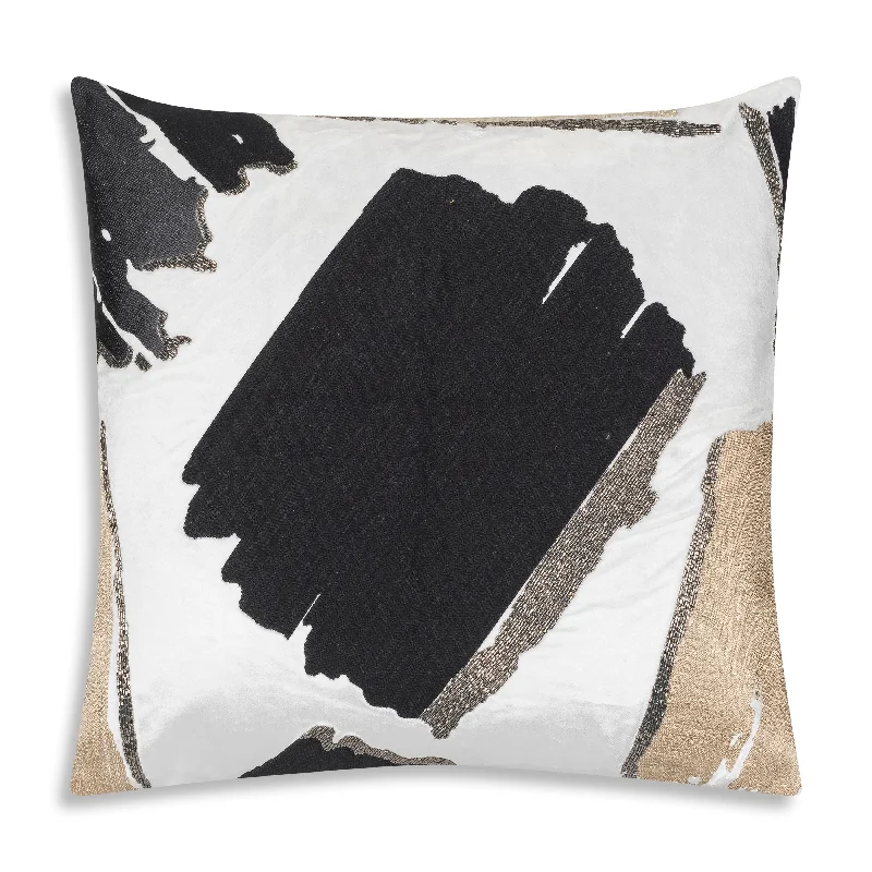 Price Fest Kas Ivory Black Brustroke Pillow
