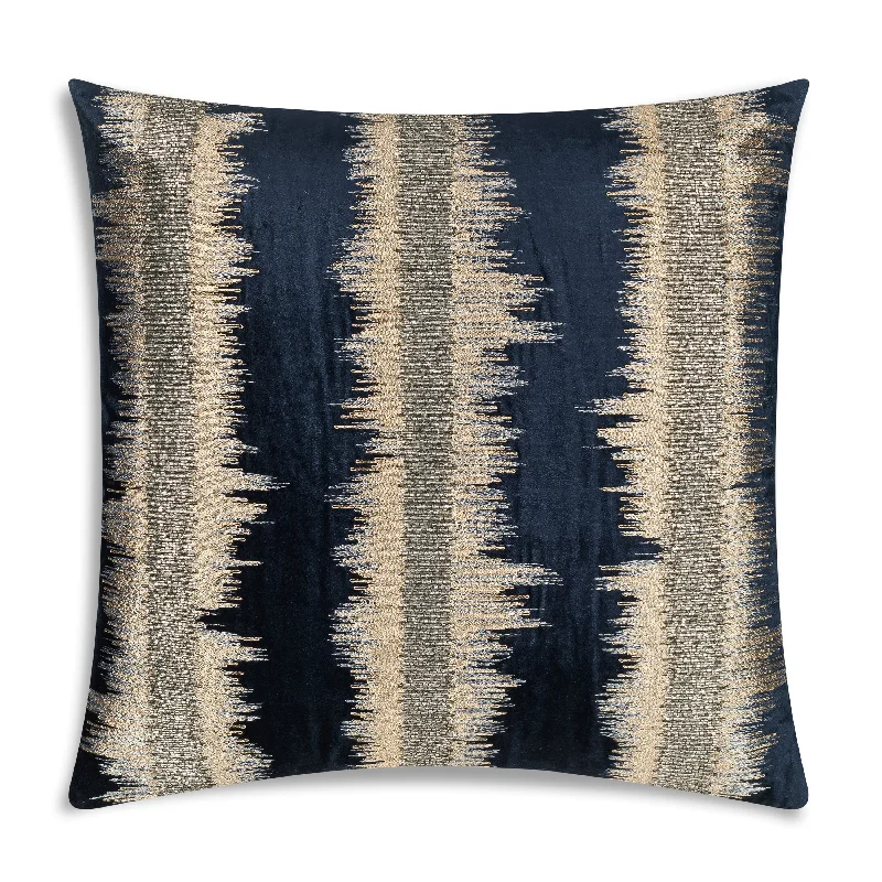 Deep Discounts Kas Navy Gold Stripe Pillow