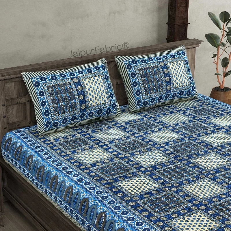 Best Seller Kool Kyari Blue Pure Cotton Double Bedsheet