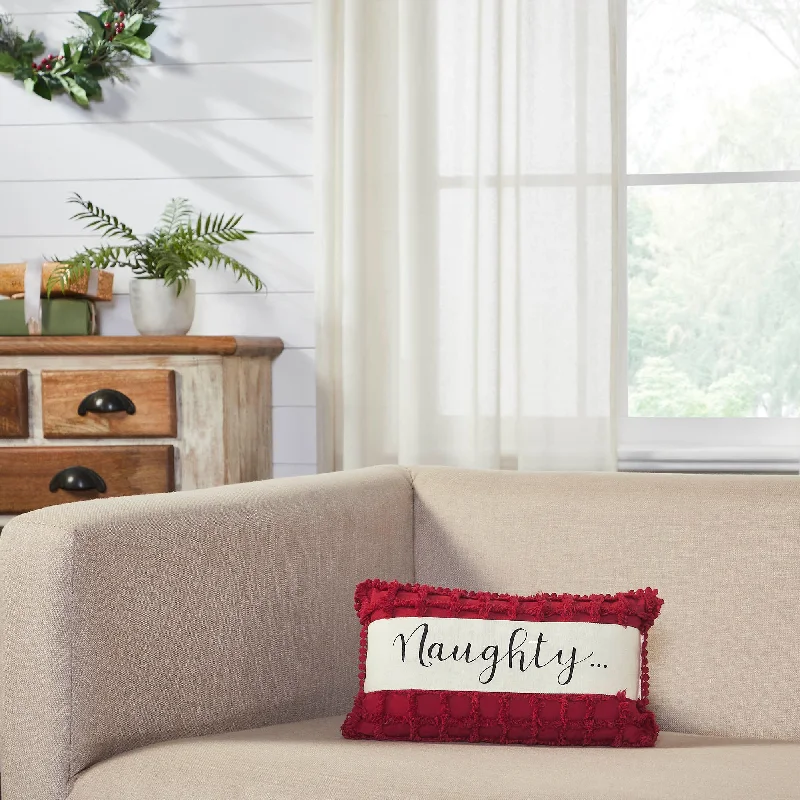 Final Clearance Kringle Chenille Naughty and Nice Pillow 7x13