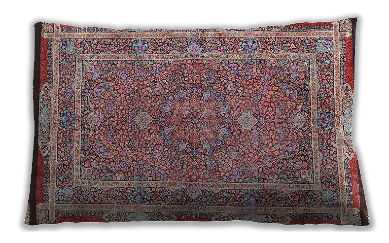 Shop and Save Traditional Classic Indoor Outdoor Rectangular Brown Red Lumbar Throw Pillow, 13 inch by 19 inch, lbtr4823