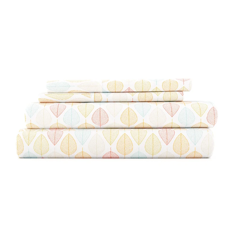 Price Slash Leaf Pattern 4-Piece Sheet Set
