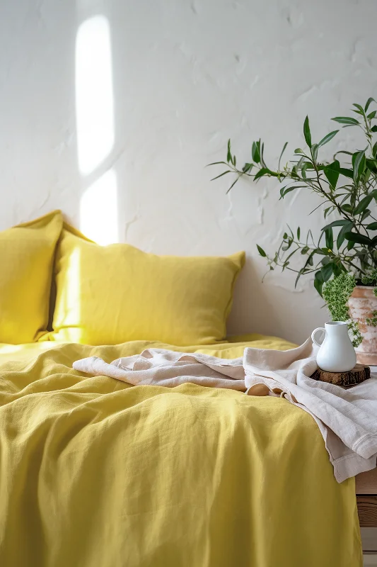 Stock Clearance Lemon yellow heavy weight duvet cover
