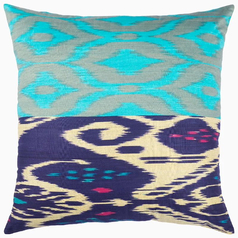Price Reduction Light Blue Diamond Ikat Pillow