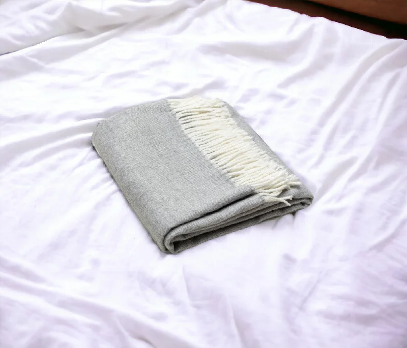 The Sale Everyone's Talking About Light Gray Soft Acrylic Herringbone Throw Blanket