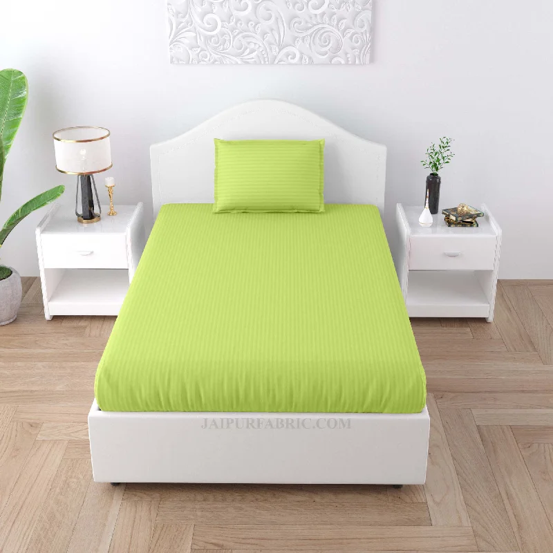 Weekend Bargains to Enjoy Lime Green Satin Stripes Single BedSheet