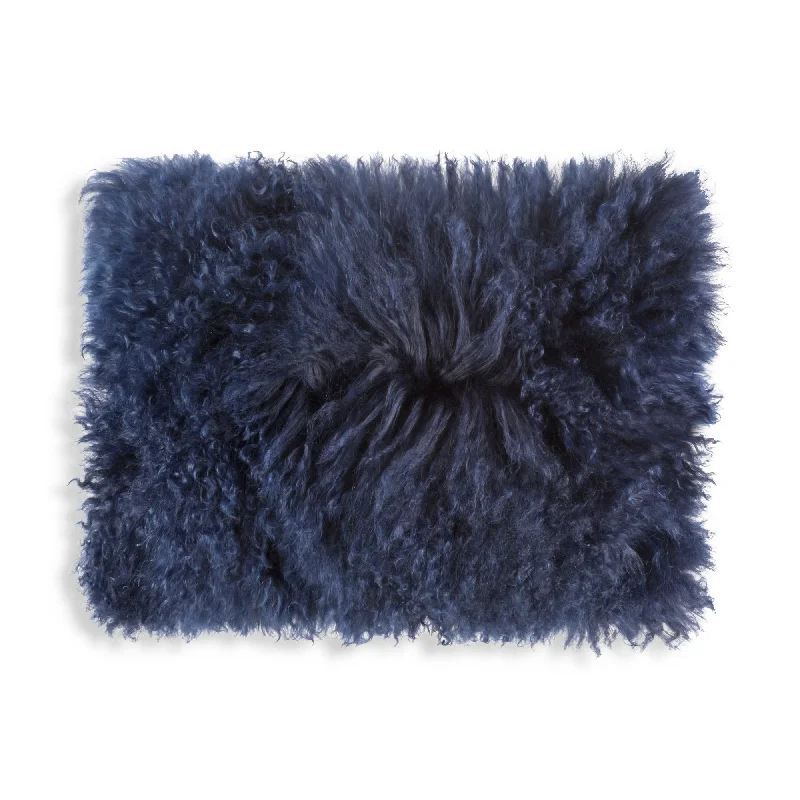 Super Sale Luna Navy Fur Lumbar Pillow