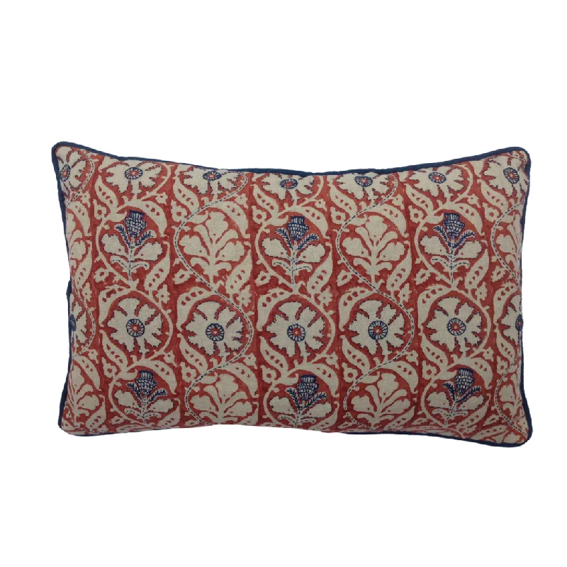 Weekend Savings Extravaganza Madurai Brick Red/Cornflower Blue Petit Lumbar Pillow Cover Weekend Savings Extravaganza Madurai Brick Red/Cornflower Blue Petit Lumbar Pillow Cover
