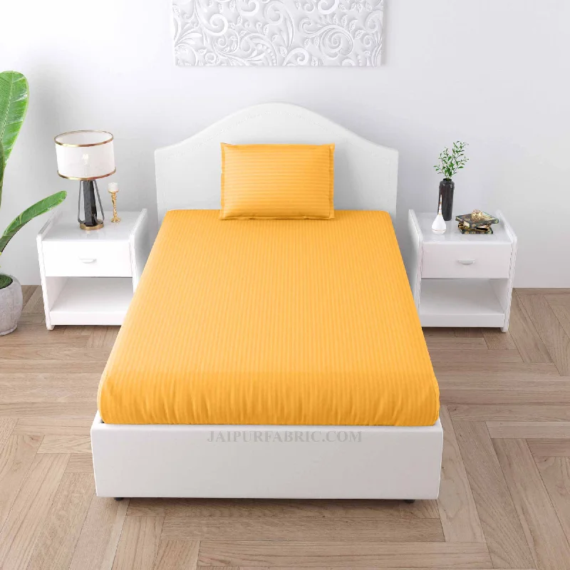 Weekend Deals That Spark Mango Yellow Satin Stripes Single BedSheet