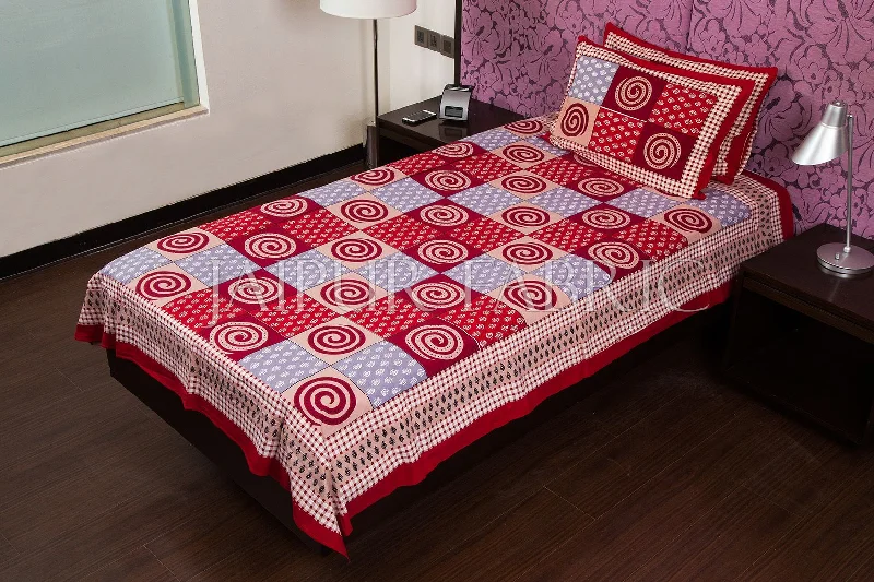 Weekend Special Maroon Base Clay Color Rangoli Print Cotton Single Bed Sheet