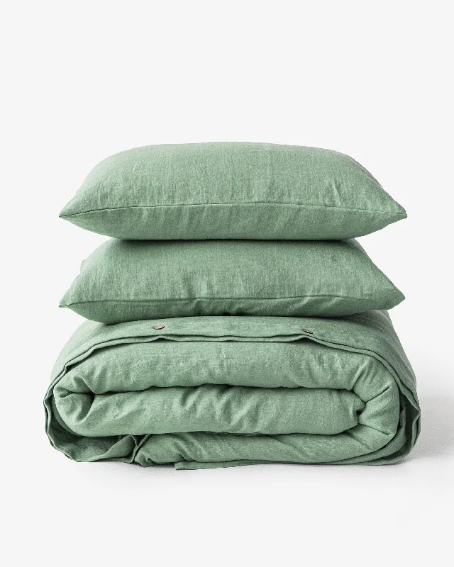Price Smash Matcha green linen duvet cover set (3 pcs)