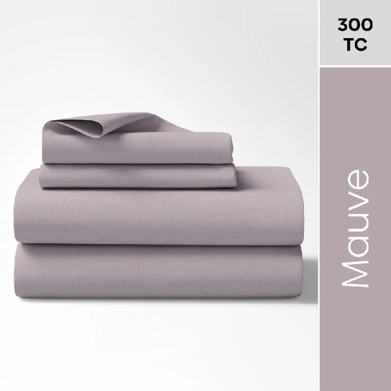 Super Bargain Mauve 100% Cotton Bedsheet, 300 TC