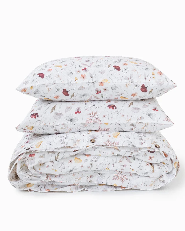 Best Bargains Meadow print linen duvet cover set (3 pcs)